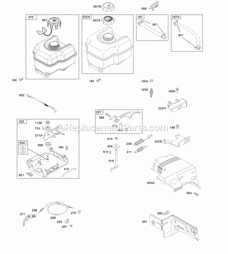 Controls Fuel Supply Governor Spring Diagram and Parts List for 216302-0121-B1  Briggs and Stratton Engine